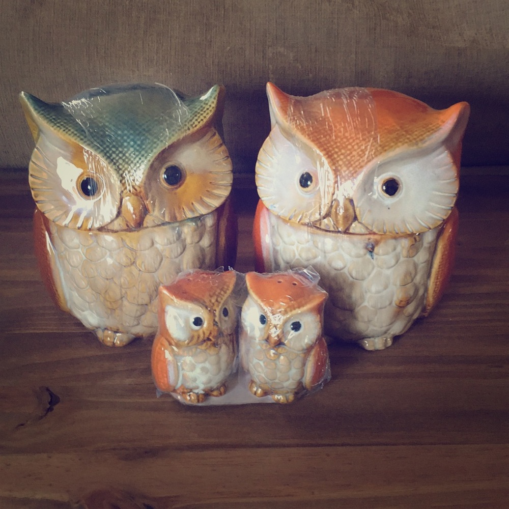 Owl Canister and Salt and Pepper Shakers